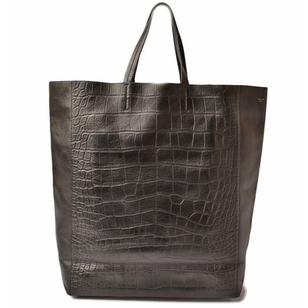 Celine Cabas tote bag black crocodile embossing